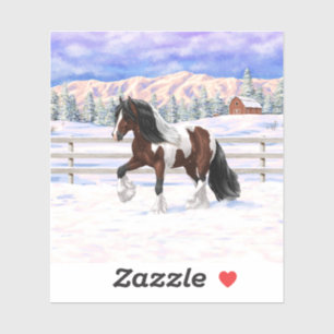 Pegatina Pan Bay Pinto Gypsy Vanner Borrador De Caballo En