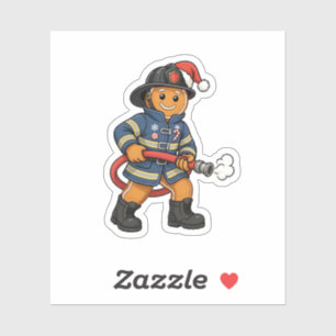 Pegatina Pan de Jengibre Bombero Navidad 2026 Fiesta