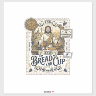Pegatina Pan Y Copa Jesús Comunión Fe Cristiana Vint