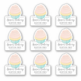 Pegatina Panadería Gluten Gratis Personalizado Rosa