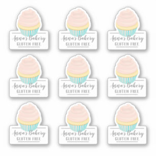 Pegatina Panadería Gluten Gratis Personalizado Rosa