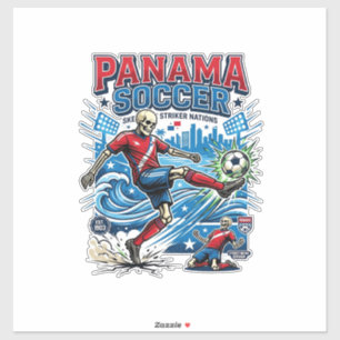 Pegatina Panamá Fútbol Esqueleto Delantero Naciones Cartel 