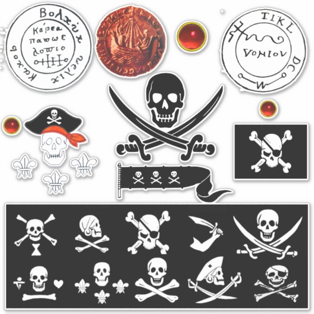 PEGATINA PANCARTAS PIRATAS Y MAPAS DE TRATAMIENTO DE PIRATA (Anverso)