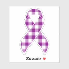 Pegatina Pancreatic Cancer Awareness Plaid Ribbon Purple