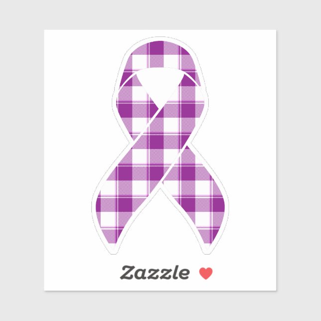 Pegatina Pancreatic Cancer Awareness Plaid Ribbon Purple (Hoja)