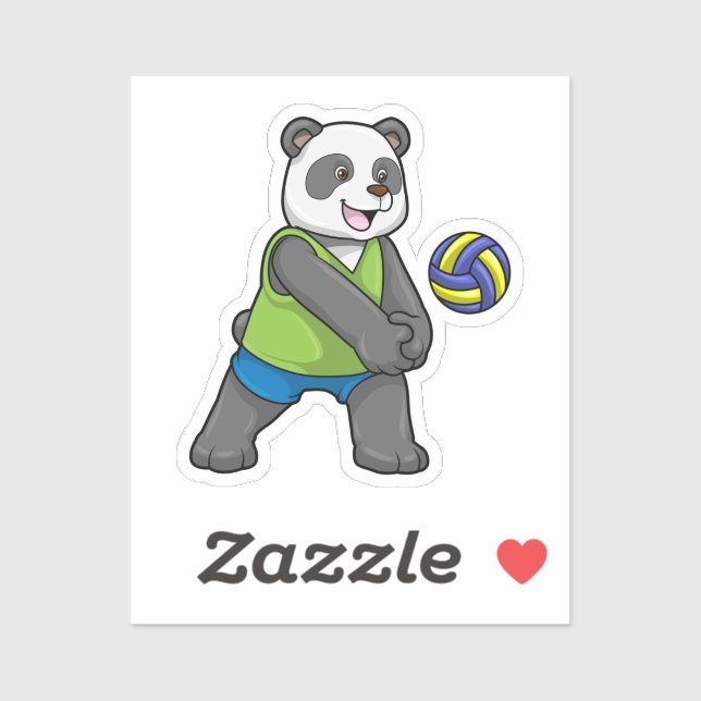 Pegatina Panda at Sports with Volleyball (Hoja)