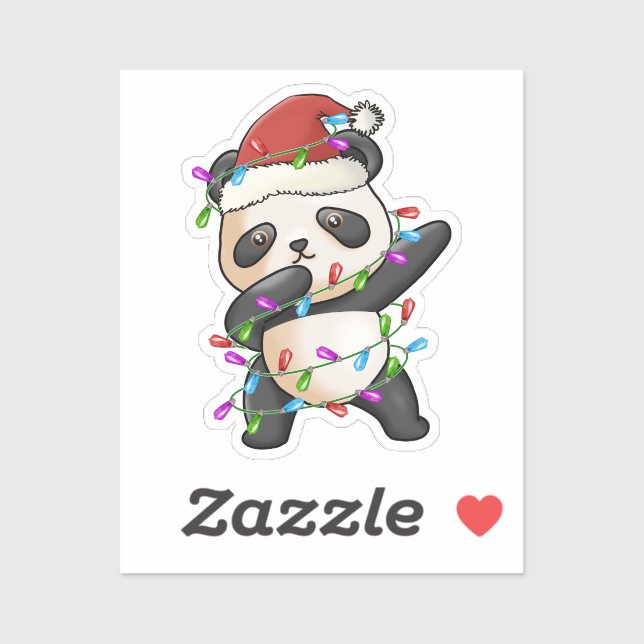 Pegatina Panda Bear dab dabbin Navidades favoritos luces (Hoja)