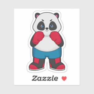 Pegatina Panda como boxeador con guantes de boxeo