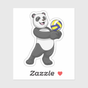 Pegatina Panda como jugador de voleibol con voleibol