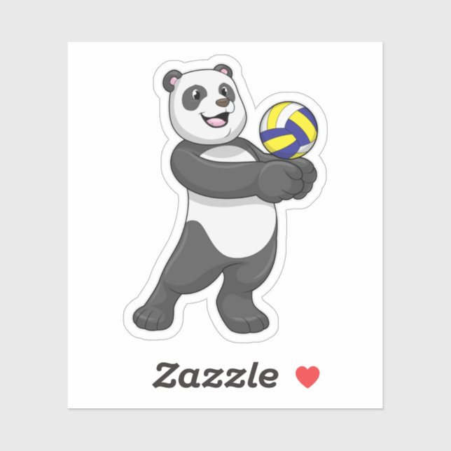 Pegatina Panda como jugador de voleibol con voleibol (Hoja)