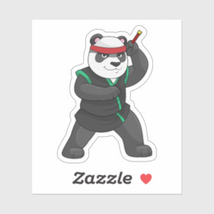 Pegatina Panda como Ninja en disfraz