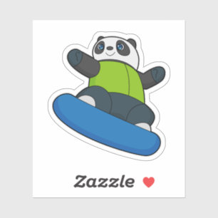 Pegatina Panda como snowboard con snowboard