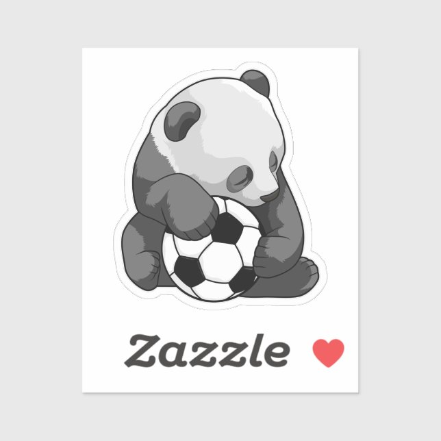 Pegatina Panda con balón de fútbol (Hoja)