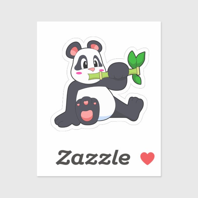 Pegatina Panda con bambú (Hoja)