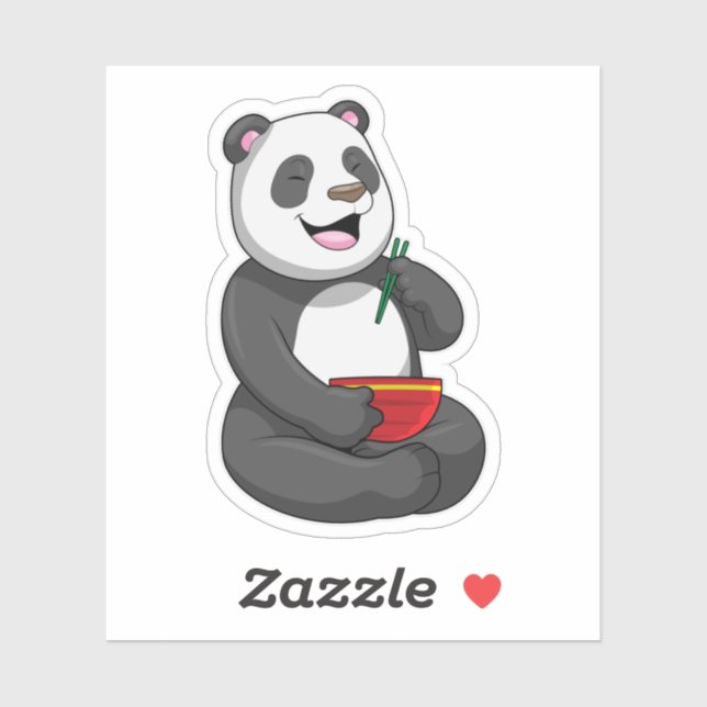 Pegatina Panda con Bowl Ramen (Hoja)