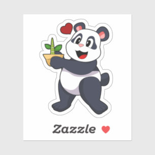 Pegatina Panda con flores de bambú