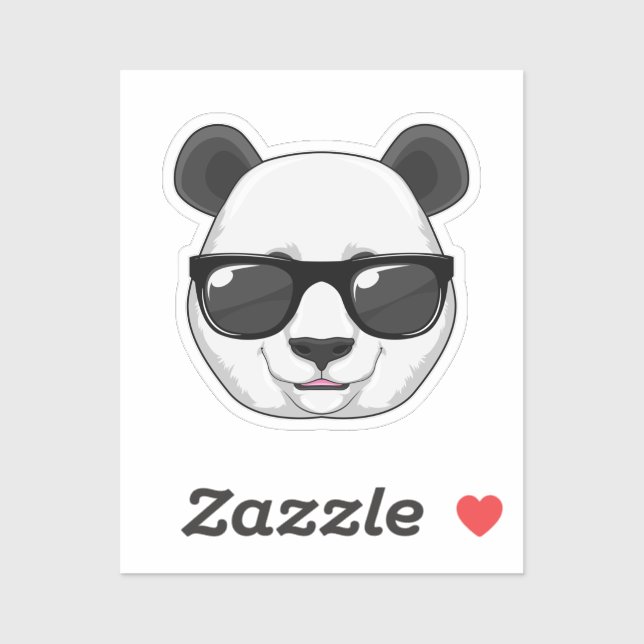 Pegatina Panda con gafas de sol (Hoja)