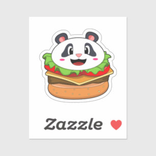 Pegatina Panda con hamburguesa