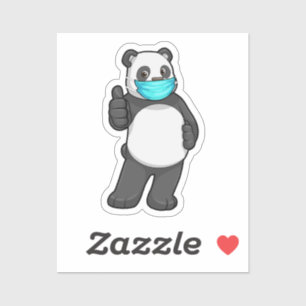 Pegatina Panda con máscara facial