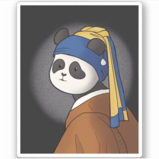 Pegatina Panda con Pearl Earring Vermeer Funny