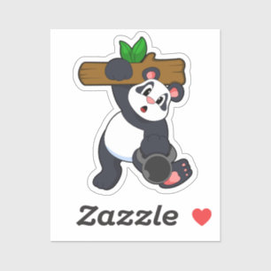 Pegatina Panda con Wood en entrenamiento de fuerza