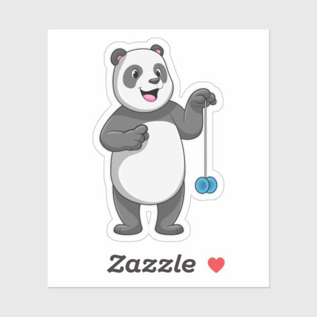 Pegatina Panda con Yo-yo (Hoja)