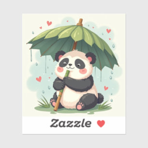 Pegatina Panda del Día Lluvioso – Sombrilla de Bambú Kawaii