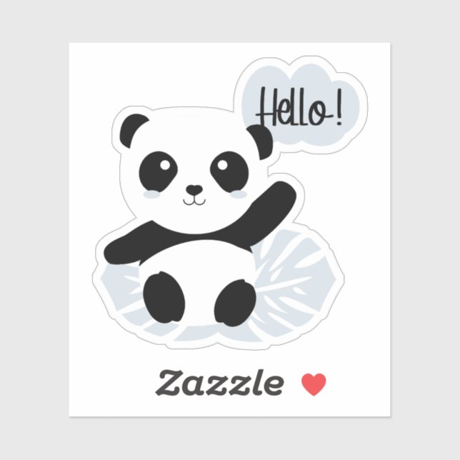 Pegatina Panda dice Hola (Hoja)