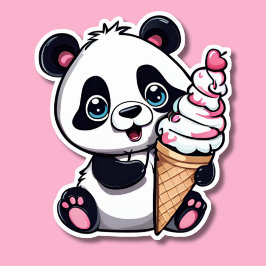 Pegatina Panda dulce con crema de hielo impermeable