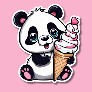 Pegatina Panda dulce con crema de hielo impermeable