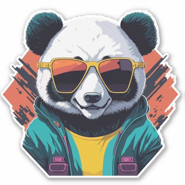 Pegatina Panda elegante con gafas de sol (Anverso)