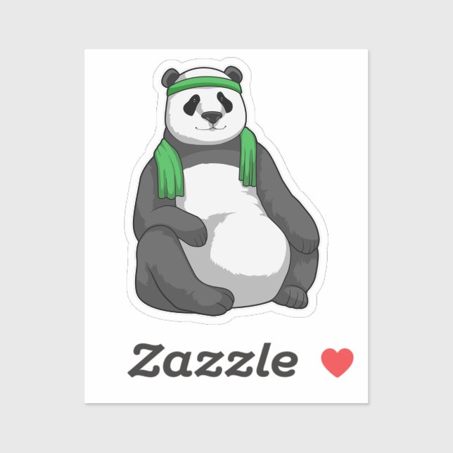 Pegatina Panda en Fitness con toalla (Hoja)