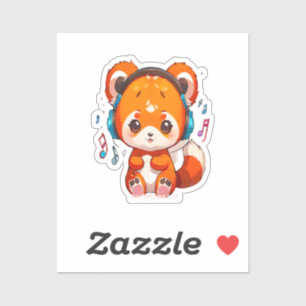 Pegatina Panda escuchando música Kpop