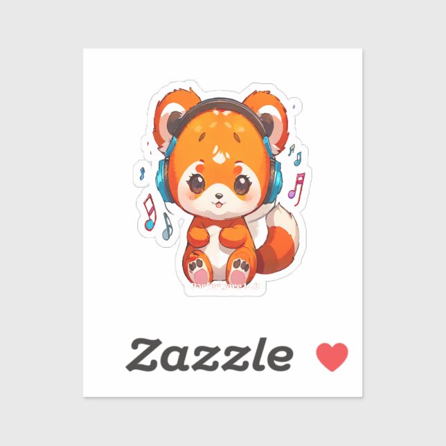 Pegatina Panda escuchando música Kpop (Hoja)