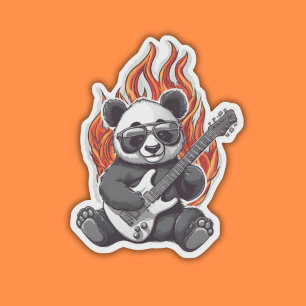 Pegatina Panda estrella de rock impermeable