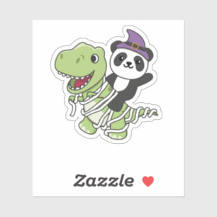 Pegatina Panda Happy Halloween T-rex Mummy Costume