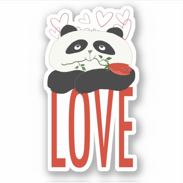 Pegatina Panda Lindo Enamorado (Anverso)