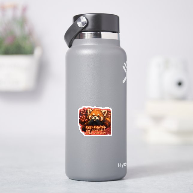 Pegatina Panda Rojo “Duendecillo del Caos Adorable” (hidrofrasco)