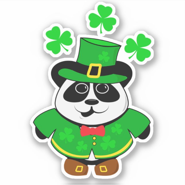 Pegatina Panda St Patricks Day Cute Animal (Anverso)