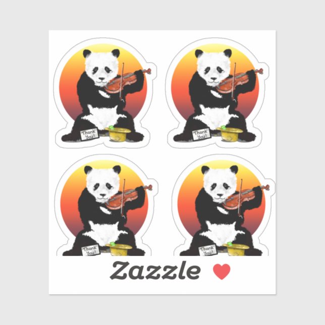 Pegatina Panda Violinst (Hoja)
