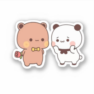Pegatina Panda Y Brownie Bear Pareja
