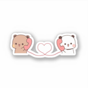 Pegatina Panda Y Brownie Bear Pareja