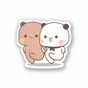 Pegatina Panda Y Brownie Bear Pareja