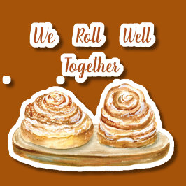 Pegatina Panecillos de canela Watercolor We Roll Well Toget