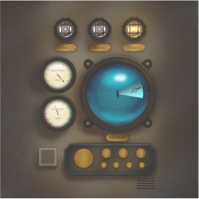 Pegatina Panel de control de buques antiguo Retro Steampunk (Anverso)