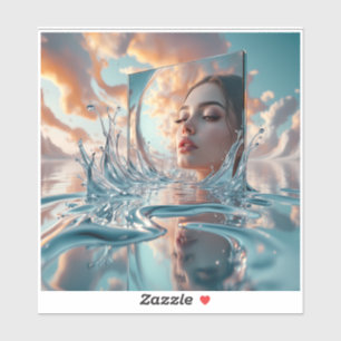 Pegatina panel de espejo flotante surge de un mar tranquilo