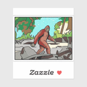 Pegatina Panel Gráfico de Cómic del Bosque de Sasquatch de