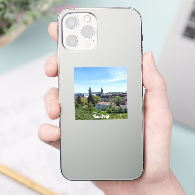 Pegatina Panorama del casco antiguo de Bamberg, Alemania (Teléfono)