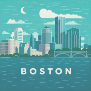 Pegatina Panorama nocturno de la ciudad de Massachusetts