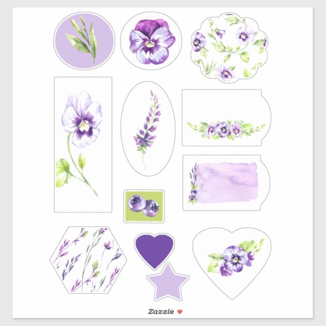 Pegatina Pansy y Blueberry Scrapbook Watercolor (Hoja)